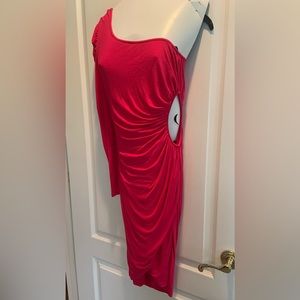 Bright pink jersey knit dress